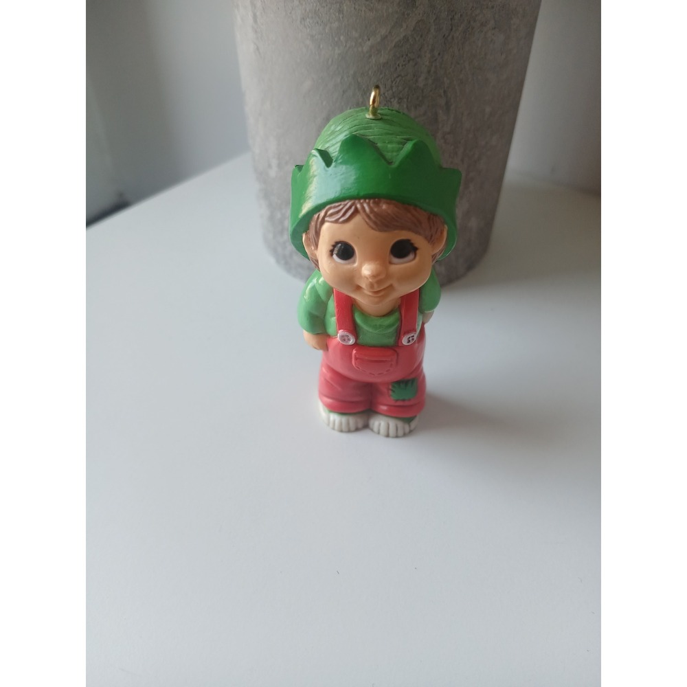 Vintage 1984 Hallmark Keepsake Ornament Kit Elf Red Overalls QX453-4 with Box